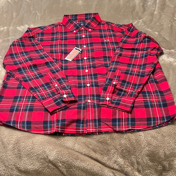 New Mens XXL VINEYARD VINES Classic fit Balsam plaid flannel.